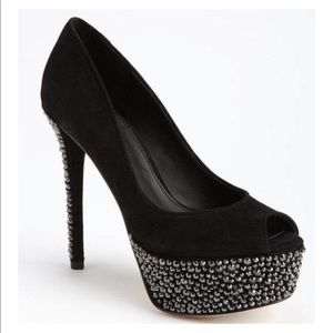 B. Brian Atwood ‘Bea’ Crystal Black Suede Pump 5.5